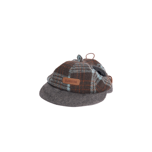 Sherlock Plaid Newsboy Cap --Blue/Grey