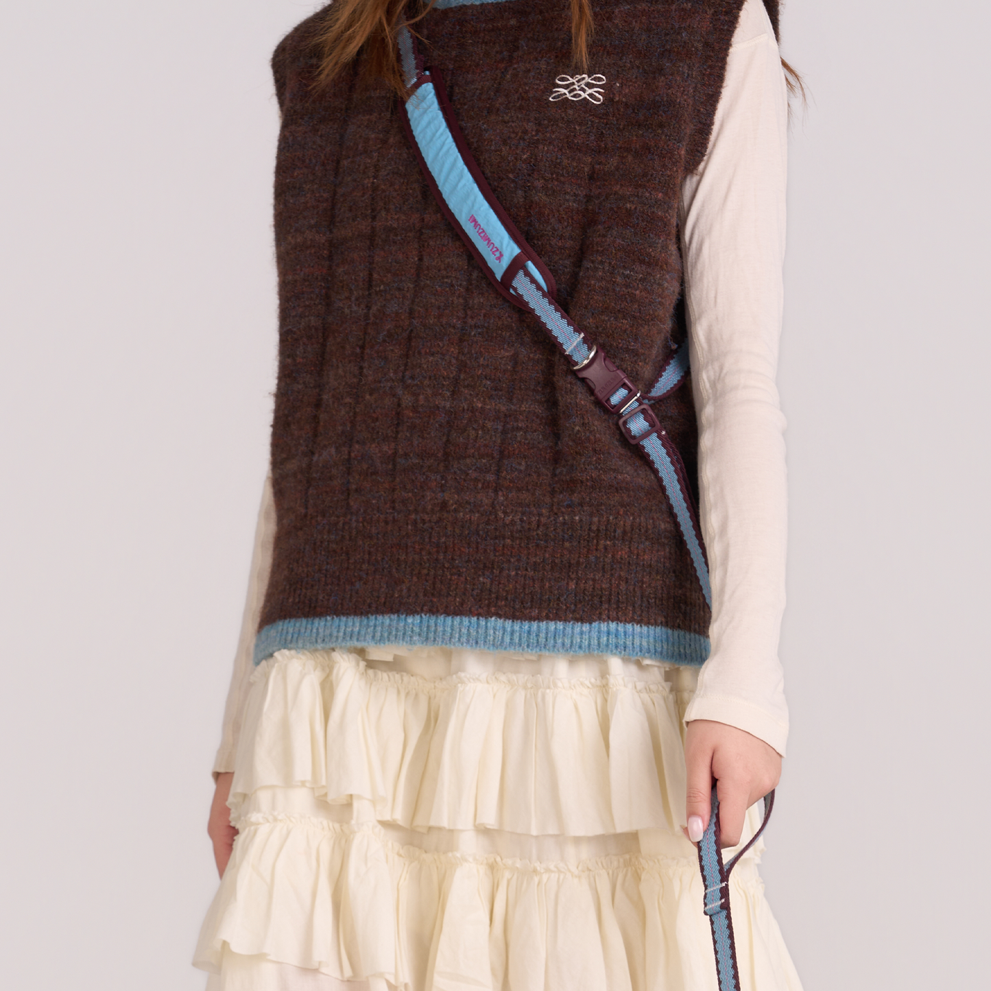 Cherry Biscuit Hands-free Leash -- Burgundy/ Teal/ Lilac Pink