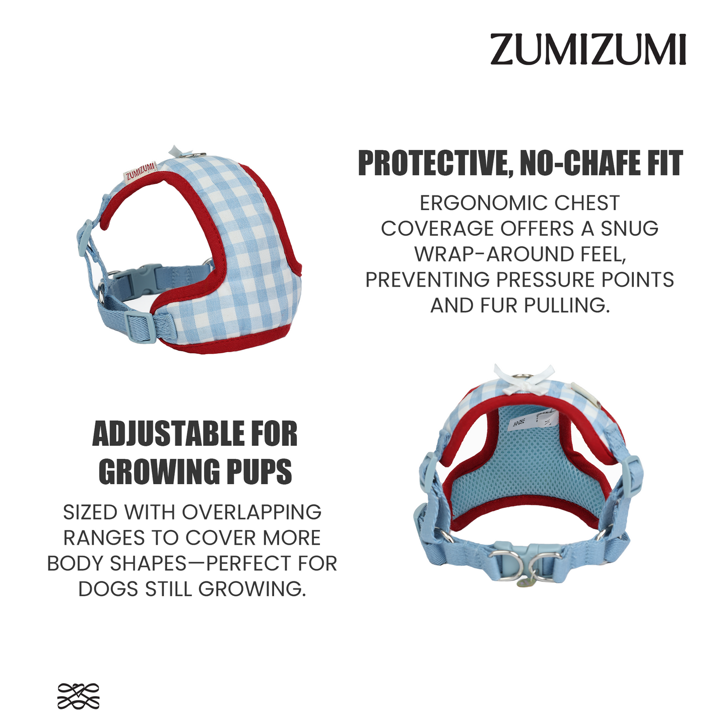 Bliss X-Shape Harness -- Blue Gingham