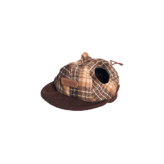 Sherlock Plaid Newsboy Cap --Brown/Beige