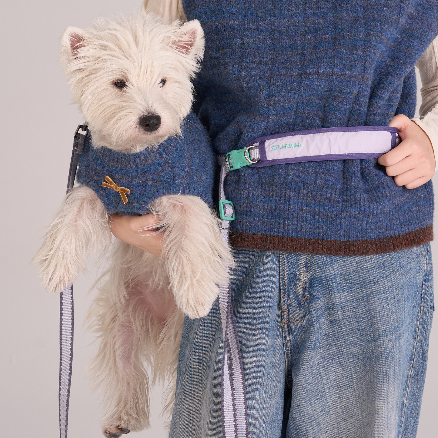 Taro Biscuit Hands-free Leash -- Lavender / Navy / Mint Green
