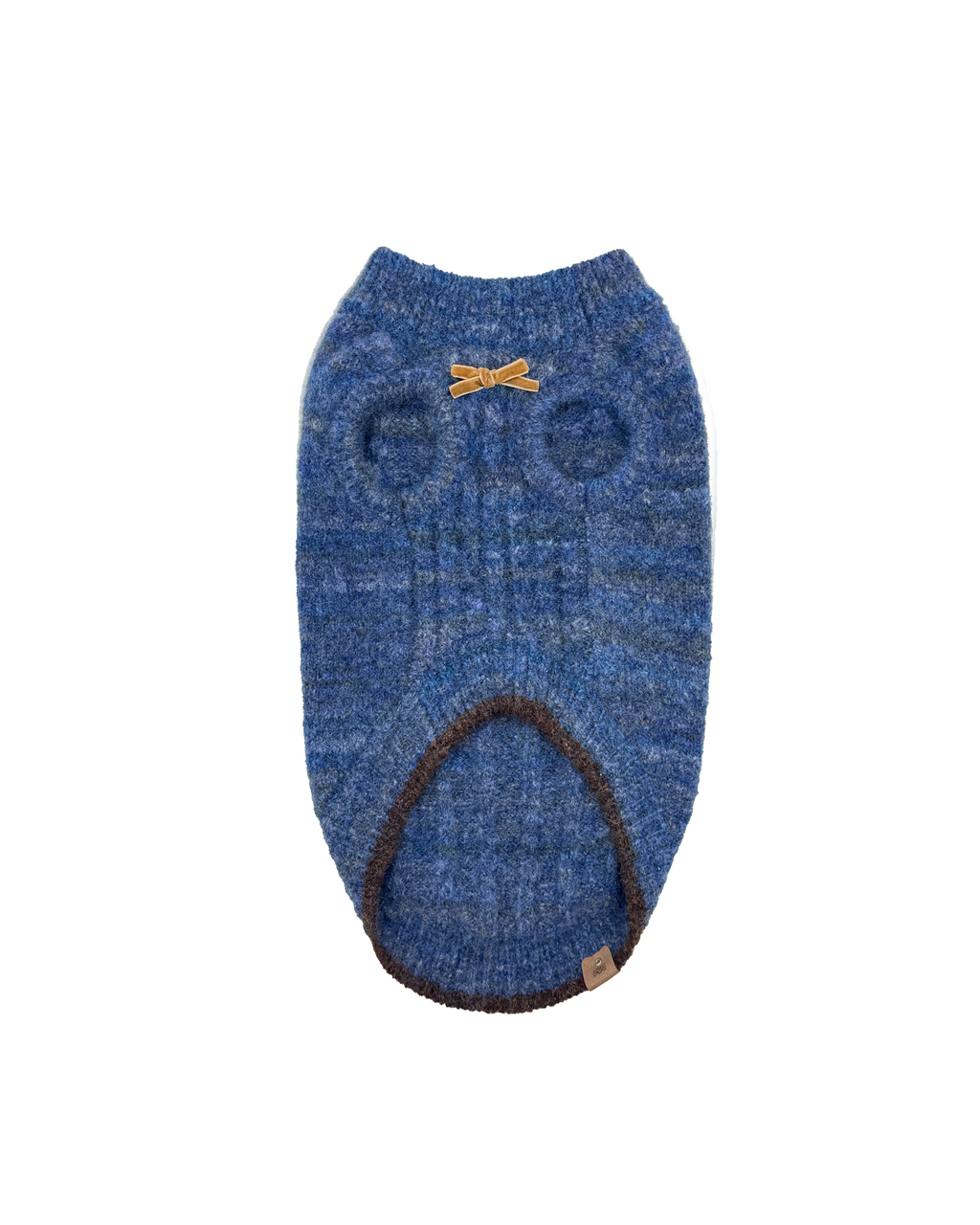 Gilet en maille Oxford -- Bleu denim/marron