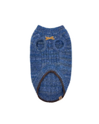 Gilet en maille Oxford -- Bleu denim/marron