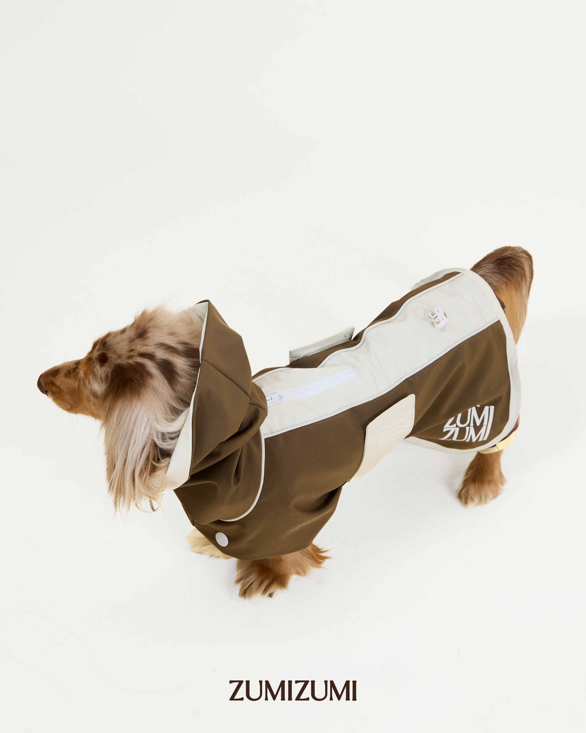 Raincoat -- Brown/White