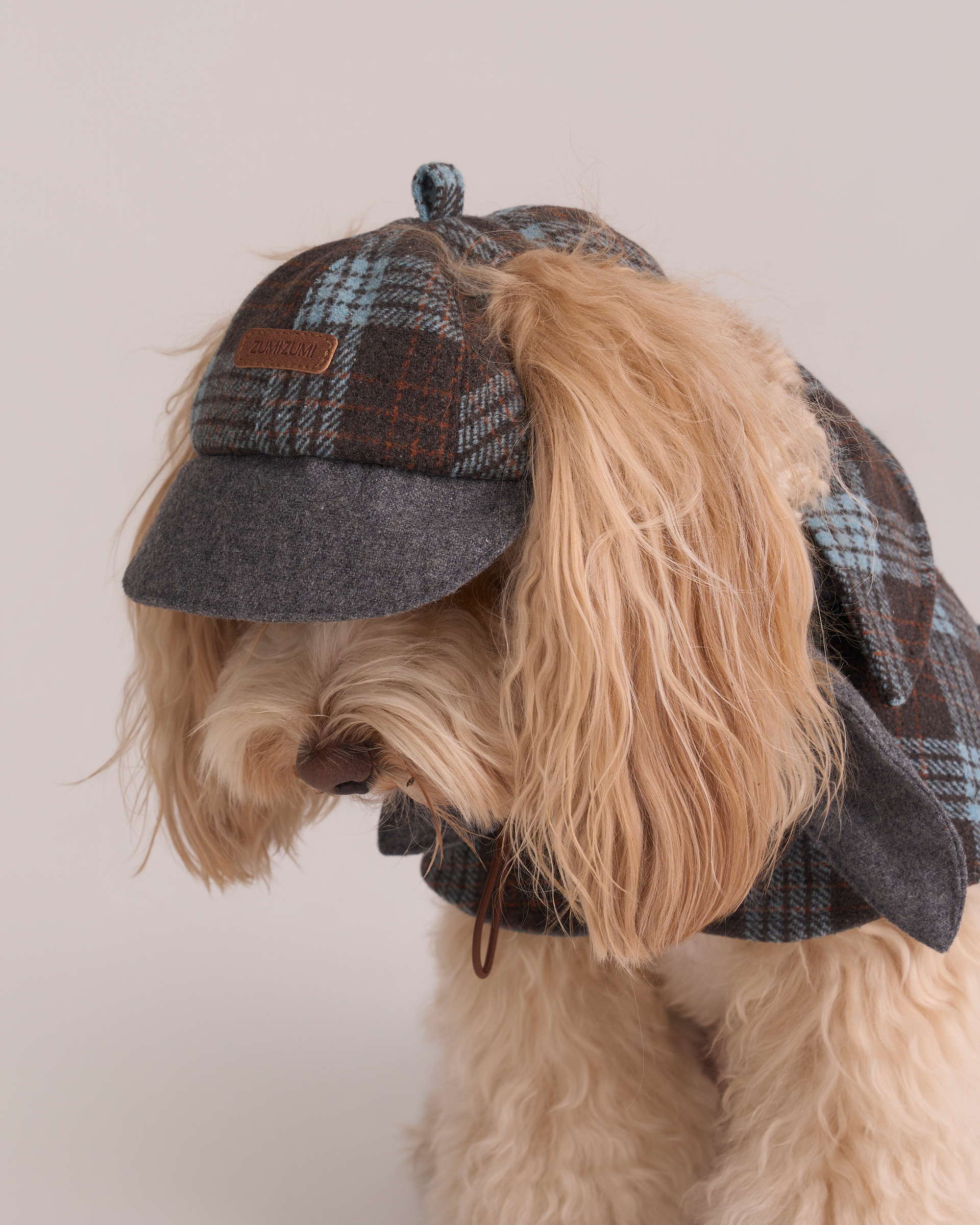 ZUMIZUMI Detective Plaid cap hat -- Blue/Grey