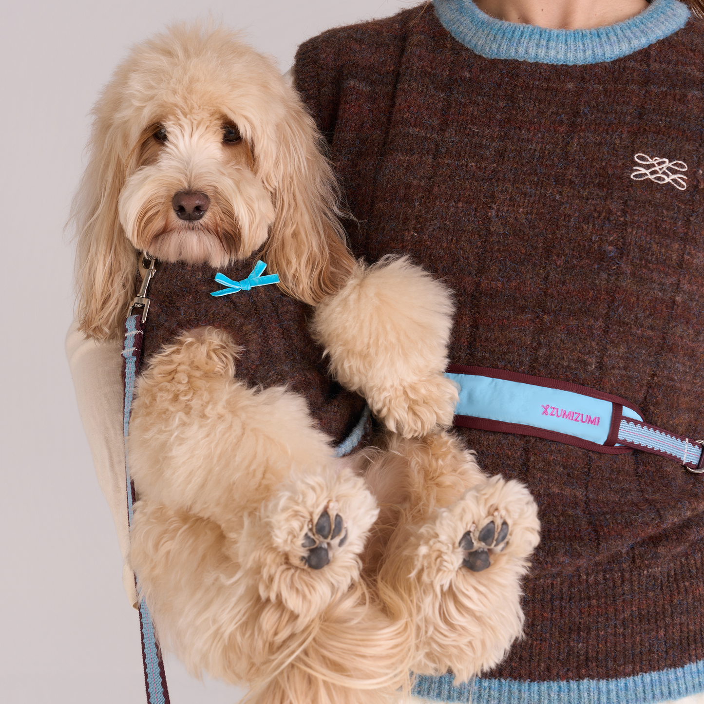 Cherry Biscuit Hands-free Leash -- Burgundy/ Teal/ Lilac Pink