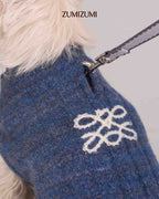 Knit Vest -- Denim Blue/Brown