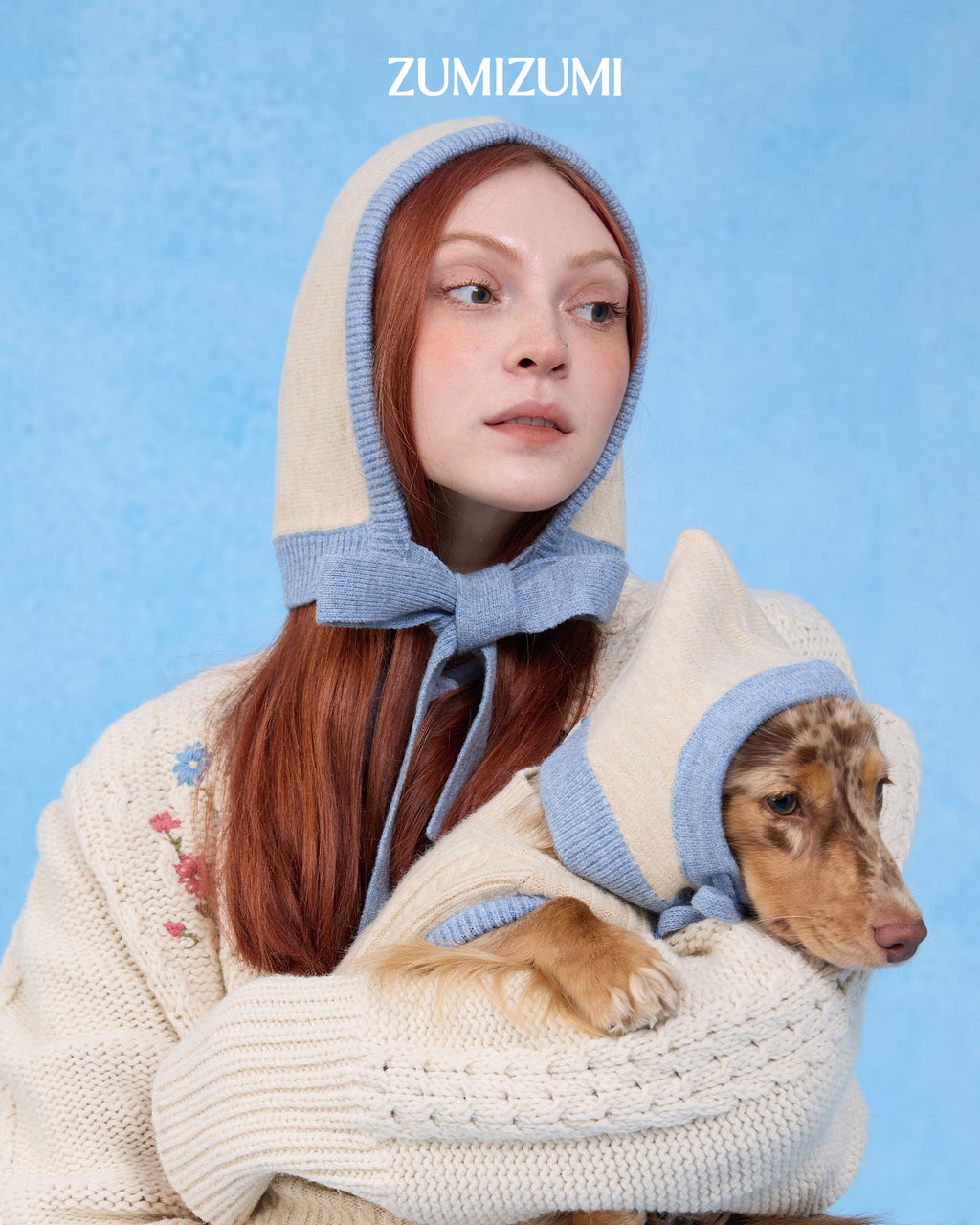 Human Bonnet -- Oat/Light Blue