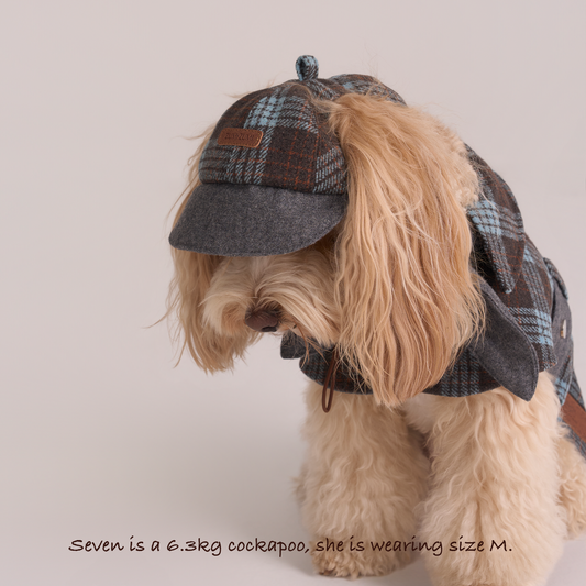 Sherlock Plaid Newsboy Cap --Blue/Grey