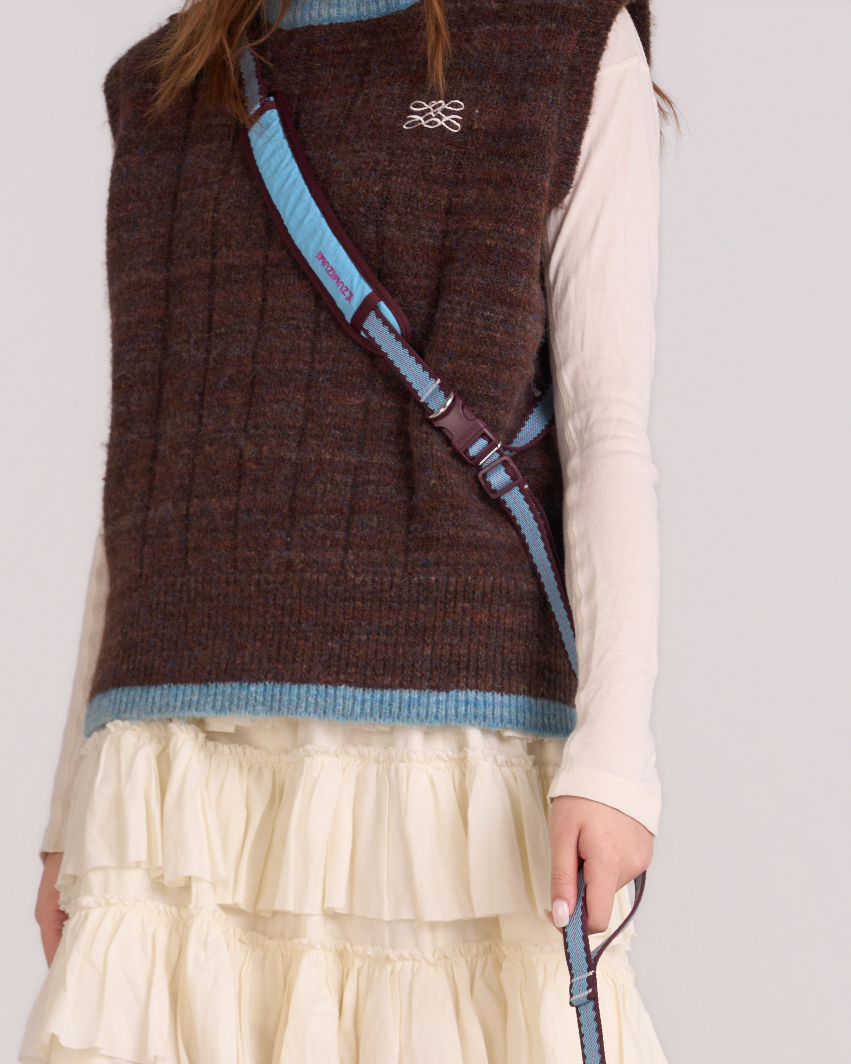 Laisse mains libres Cherry Biscuit -- Bordeaux/Turquoise/Rose lilas