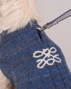Gilet en maille Oxford -- Bleu denim/marron