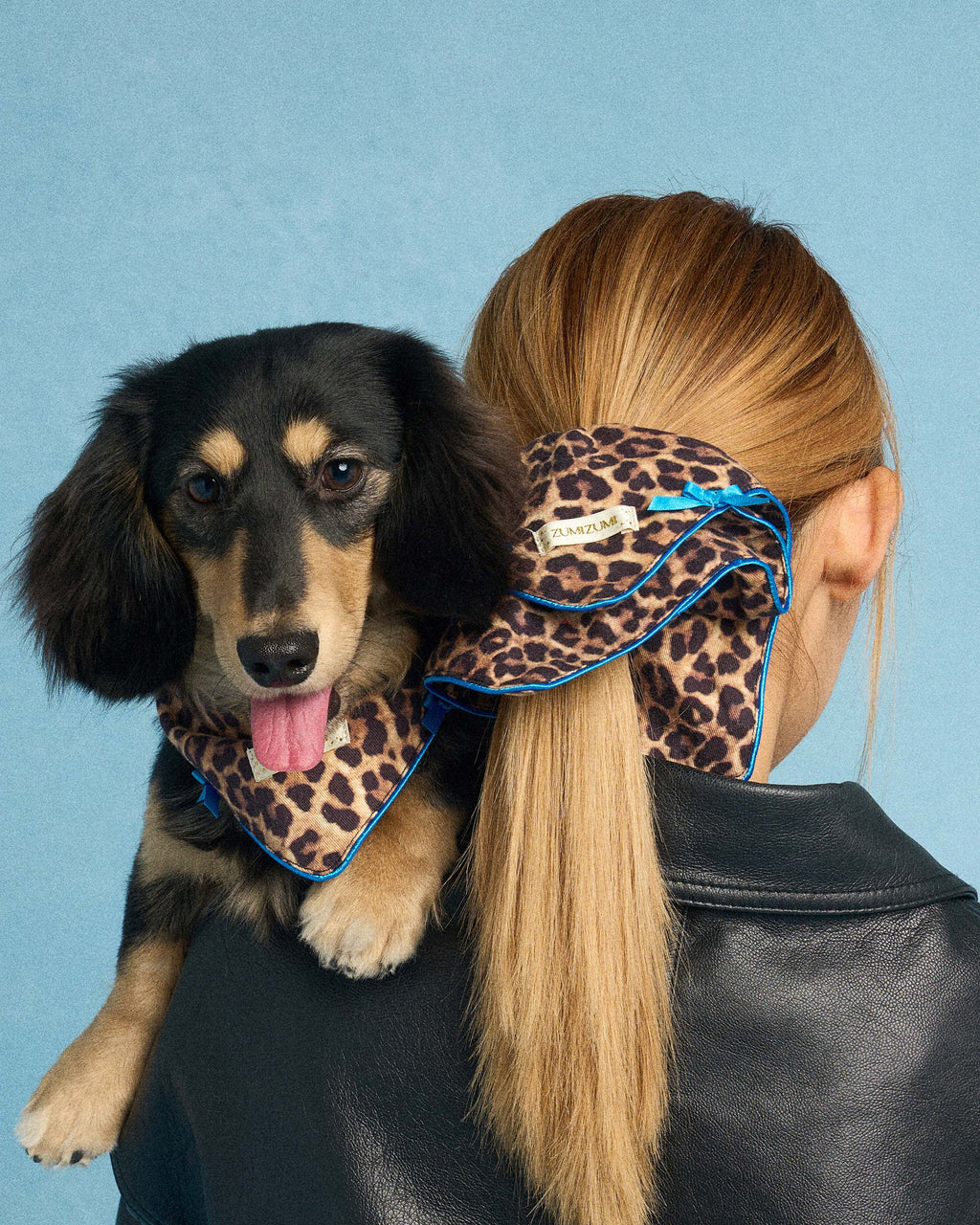Human Scrunchie -- Leopard/Blue